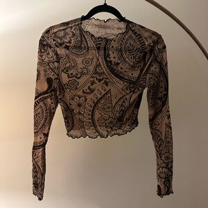 Black Paisley Long Sleeve Top